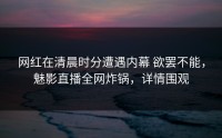 网红在清晨时分遭遇内幕 欲罢不能，魅影直播全网炸锅，详情围观