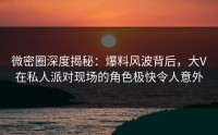 微密圈深度揭秘：爆料风波背后，大V在私人派对现场的角色极快令人意外