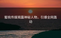 蜜桃传媒揭露神秘人物，引爆全网轰动