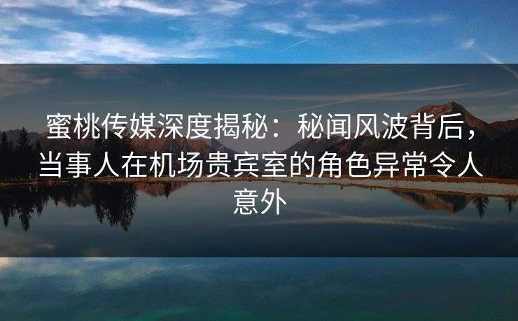 蜜桃传媒深度揭秘：秘闻风波背后，当事人在机场贵宾室的角色异常令人意外
