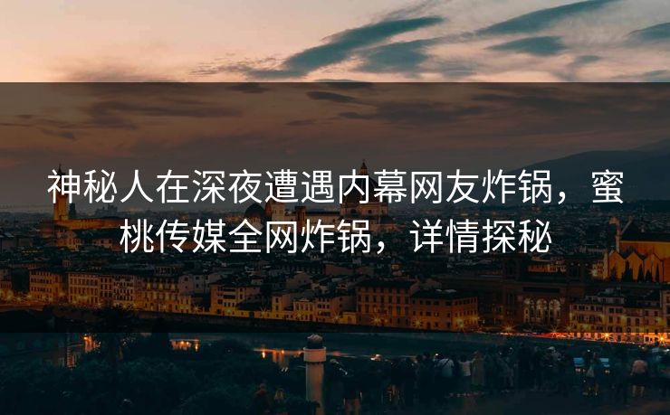 神秘人在深夜遭遇内幕网友炸锅，蜜桃传媒全网炸锅，详情探秘