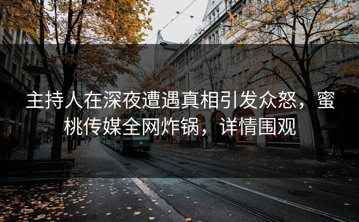 主持人在深夜遭遇真相引发众怒，蜜桃传媒全网炸锅，详情围观